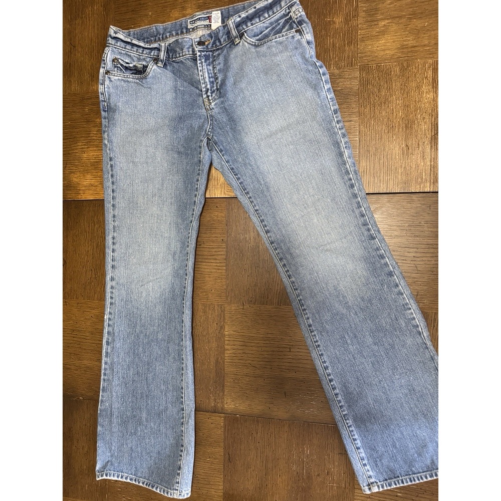 Old Navy Women's Jeans Size 10 Boot Cut Ultra Low Rise Médium Wash *Paint On Leg